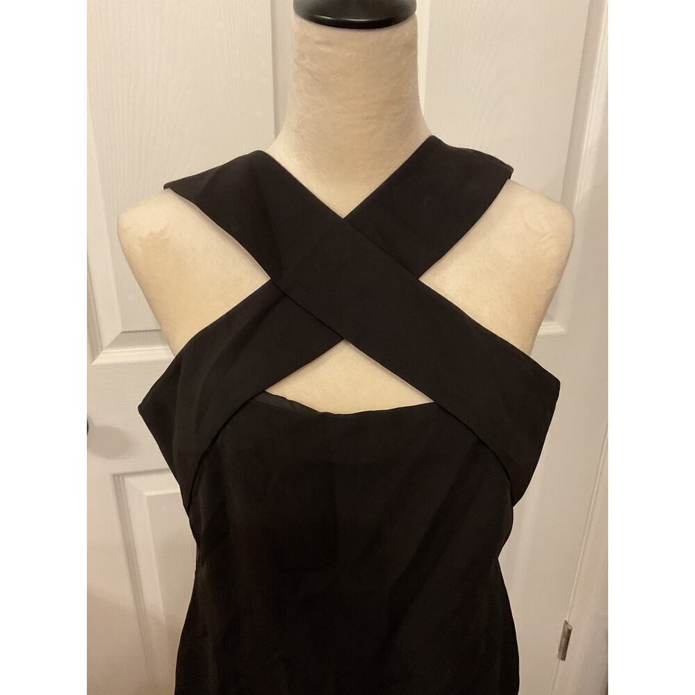 NWT Halston Andie Stretch Crepe Cocktail Mini Dress in Jet Black, 12 - Picture 7 of 8